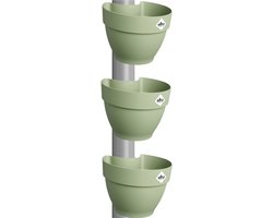 Elho Vibia Campana Regenpijpbakje - Bloempotten voor Regenpijp - 100% Gerecycled Plastic - Set van 3 - Ø 21.6 x H 16.3 cm - Pistachegroen