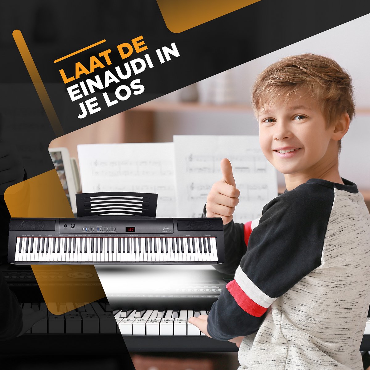 Finesse Digitale Piano - 88 Gewogen Toetsen - Statief & Kruk - Keyboard Piano - Elektrische Piano - Volwassene & Kind thumbnail 3