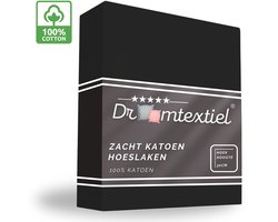 Droomtextiel Zacht Katoenen Hoeslaken Zwart 180x200 cm - Hoge Hoek - Perfecte Pasvorm - Heerlijk Zacht