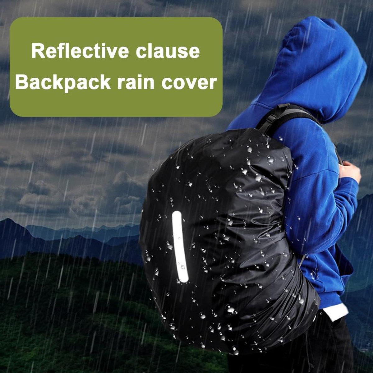 Allecto Plus - Regenrugzak set 2 stuks waterdicht en stofdicht met reflecterende strepen - Ideaal voor wandelen, kamperen en fietsen - Universeel gebruik - 30-40 liter - Zwart