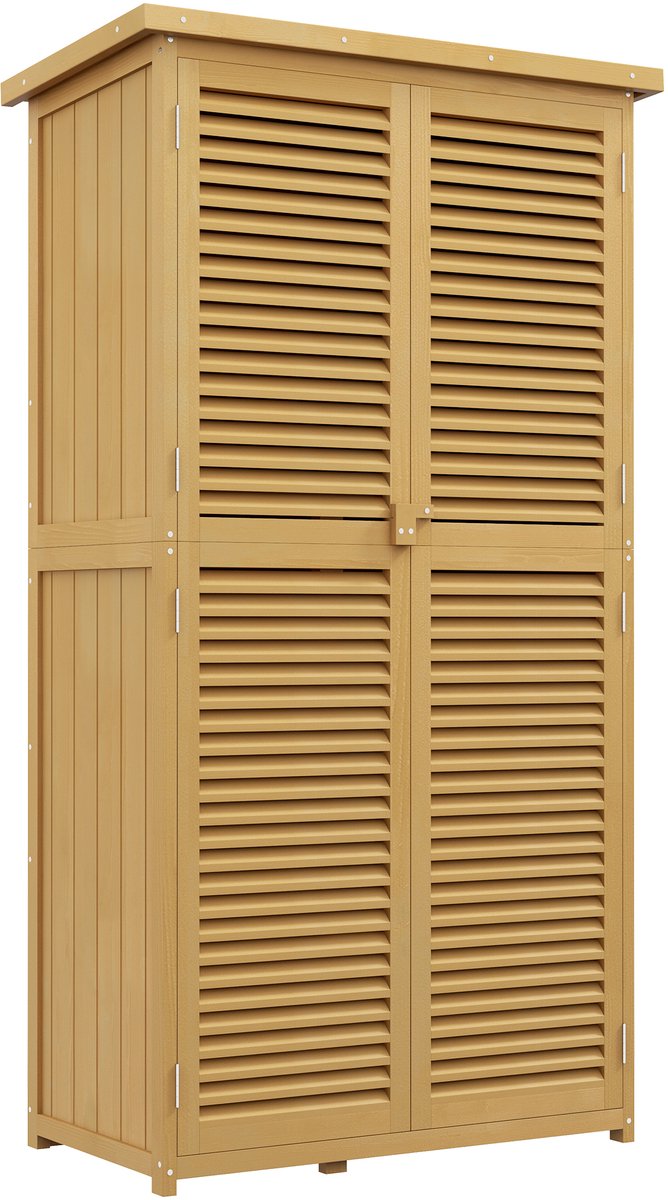 Outsunny-Gartenschrank-Kiefernholz, Tannenholz-L87 x B46,5 x H160cm-Gelb