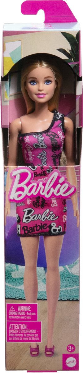 Barbie 65th Jubileumblond Met Merklogo-jurkpop Roze van Barbie — afbeelding 2