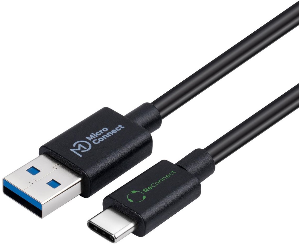 Microconnect ECO-USB3.2CA1 USB-kabel USB 3.2 Gen 2 (3.1 Gen 2) 1 m USB A USB C Zwart