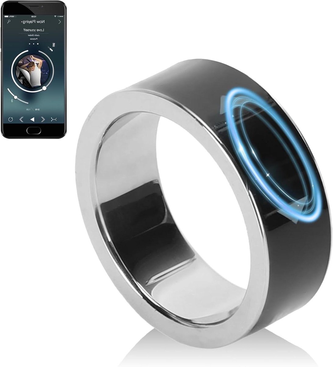 Allecto Plus - Smart Ring voor Kindle App - Bluetooth Camera Remote - Video Recording - Magnetisch Opladen - Scroll Ring voor iOS Android - Maat 19 64mm.