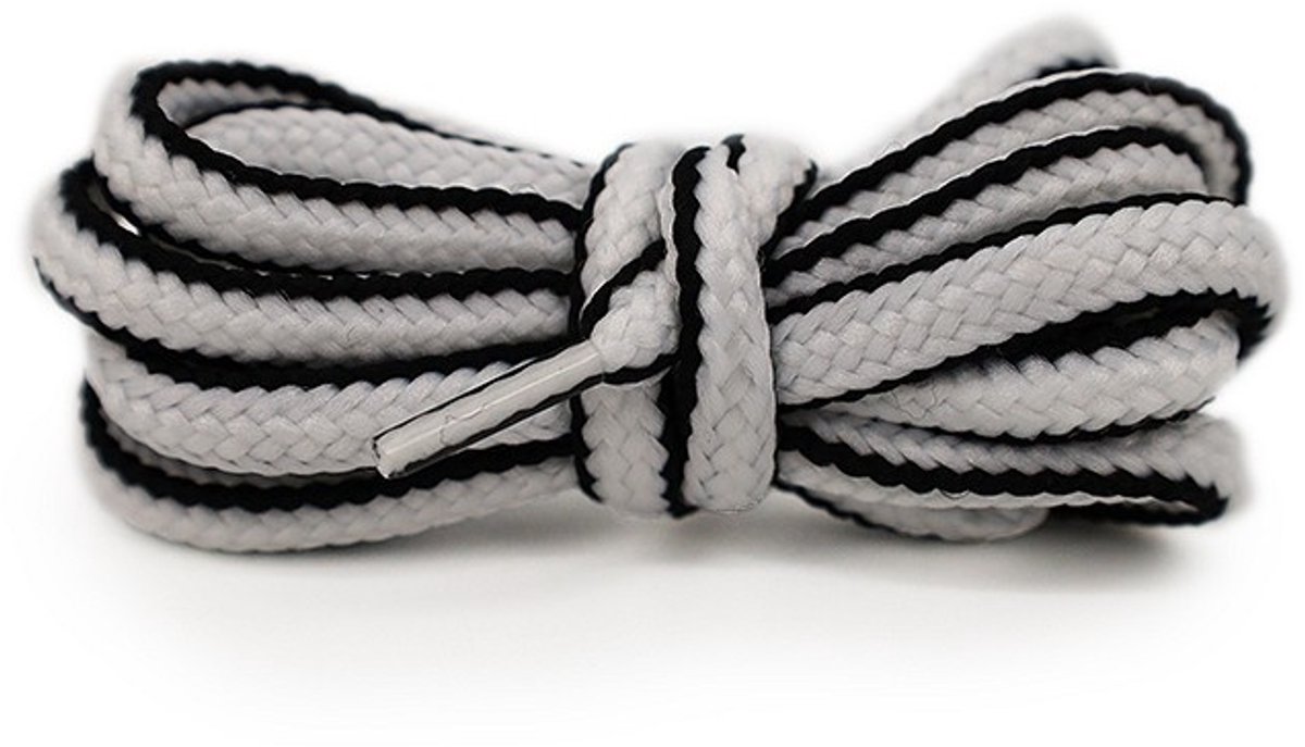 Van Bommel veters – Braided Laces wit/zwart 90cm