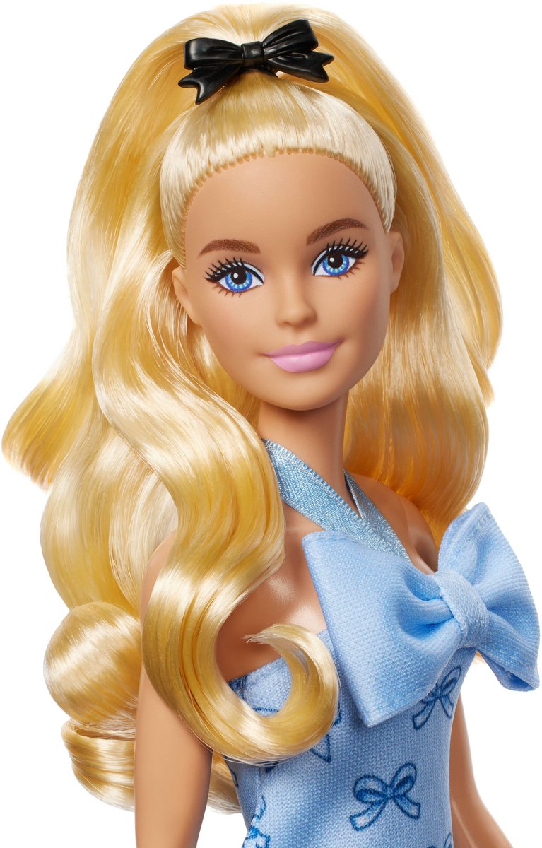Barbie Pop - Pop met Blond Haar en Blauw Halterjurkje met strik - Modepop — afbeelding 5