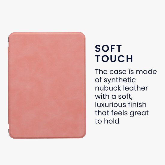 kwmobile Case Compatible with Amazon Kindle Paperwhite (2024)/Colorsoft - PU Nubuck Leather Protective e-Reader Flip Case Cover - Dusty Pink van kwmobile — afbeelding 2