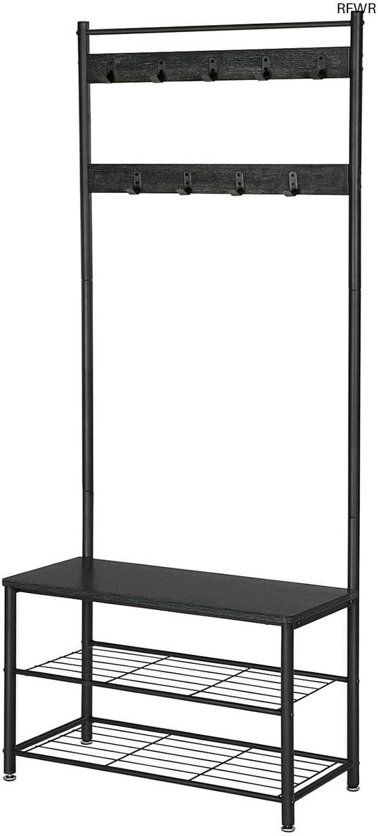 RFWR® Stijlvolle Kapstok met Schoenenrek - Ruimtebesparend en Functioneel - 70x32x175cm - Donkergrijs