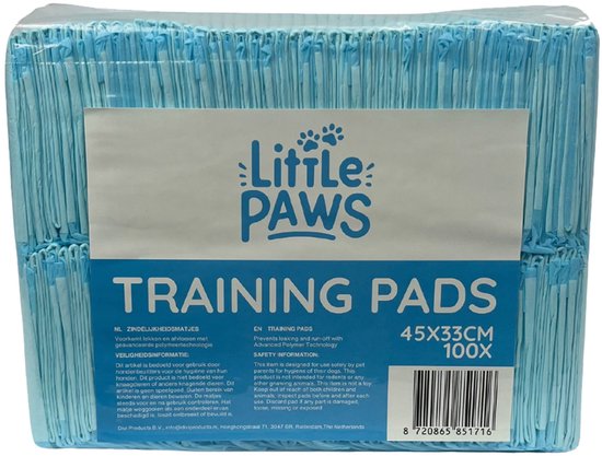 Tapis d'apprentissage de la Puppy Little Paws (100 pièces) 45 x 33 cm - Tapis Apprentissage de la propreté - Tapis d'apprentissage de la propreté pour chien - Tapis d'apprentissage de la propreté pour chien