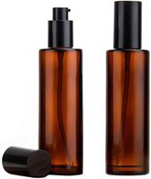 Allecto Plus - Flacons pompes vides rechargeables en Glas ambré - 2 pièces - Bouchon noir - Pour démaquillage et Maquillage - 100 ml - Distributeurs de savon