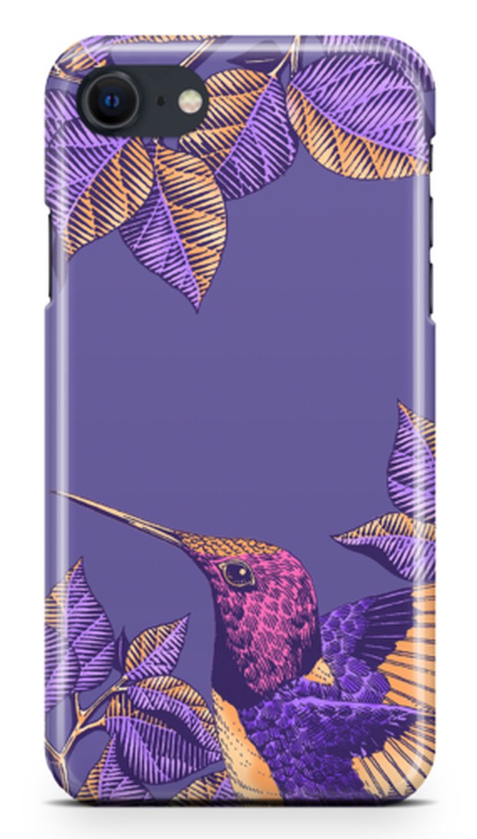 Telefoonhoesje geschikt voor Apple iPhone 7 - Premium Hardcase - Dun en glanzend - Natuurcollectie - Hummingbird Memories - Paars