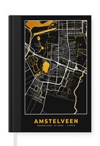 Carnet - Cahier d'écriture - Plan de la ville - Amstelveen - Or - Zwart - Carnet - Format A5 - Bloc-notes - Carte