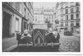 JUNIQE - Poster Vintage Car -13x18 /Grijs & Wit