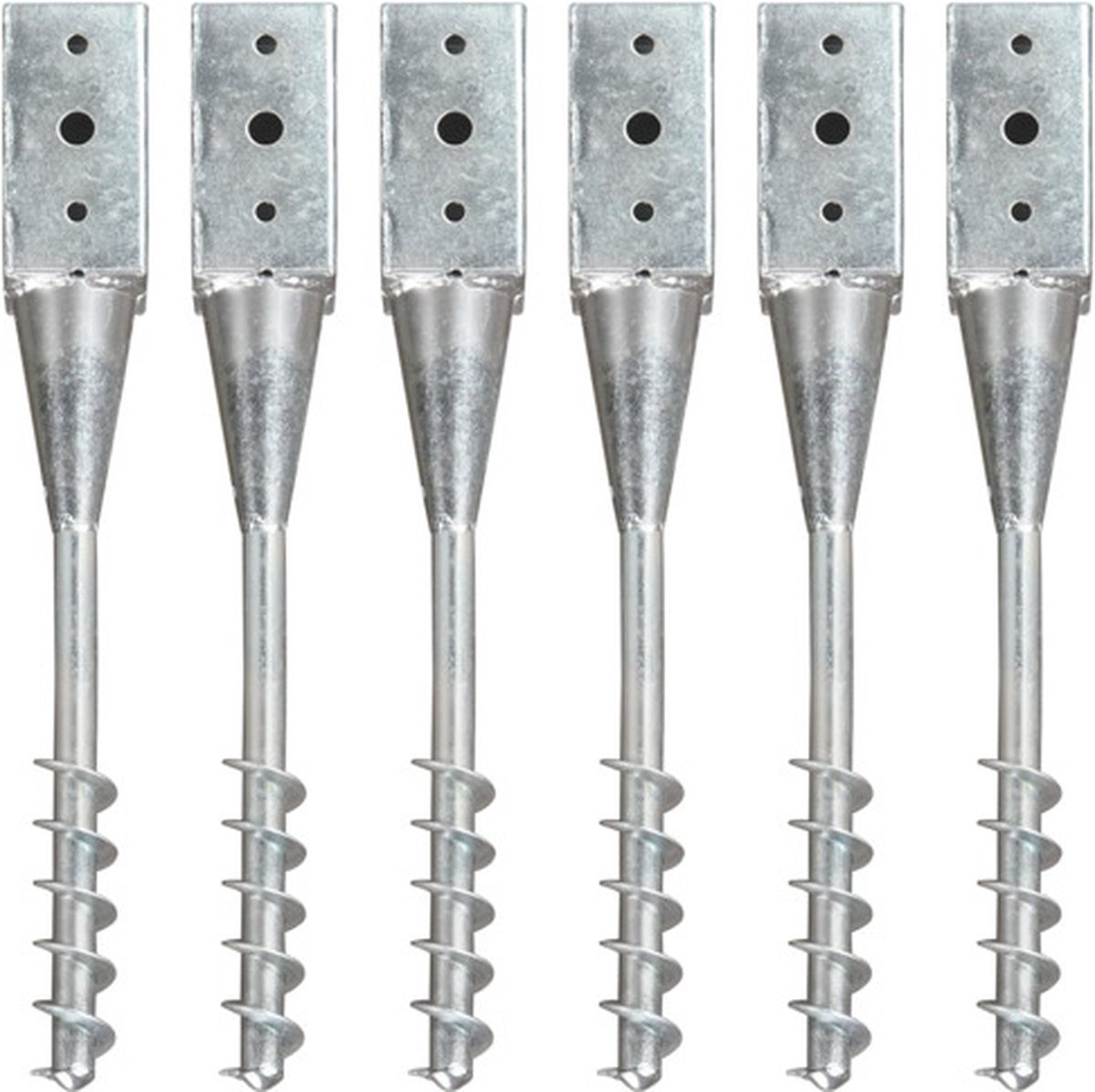 vidaXL - Grondpinnen - 6 - st - 7x7x56 - cm - gegalvaniseerd - staal - zilverkleurig