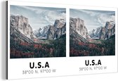 Décoration murale Métal - Peinture Aluminium Industriel - Yosemite - Amérique - Wyoming - Montagnes - Forêt - 80x40 cm - Dibond - Photo sur aluminium - Décoration murale industrielle - Pour le salon / chambre