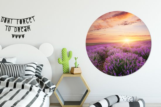WallCircle - Wall Circle - Wall Circle Indoor - Lavande - Soleil - Fleurs - 150x150 cm - Décoration murale - Peintures Ronds