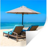 Stickers muraux - Chaise de plage - Parasol - Été - Mer - 120x120 cm - Film adhésif XXL