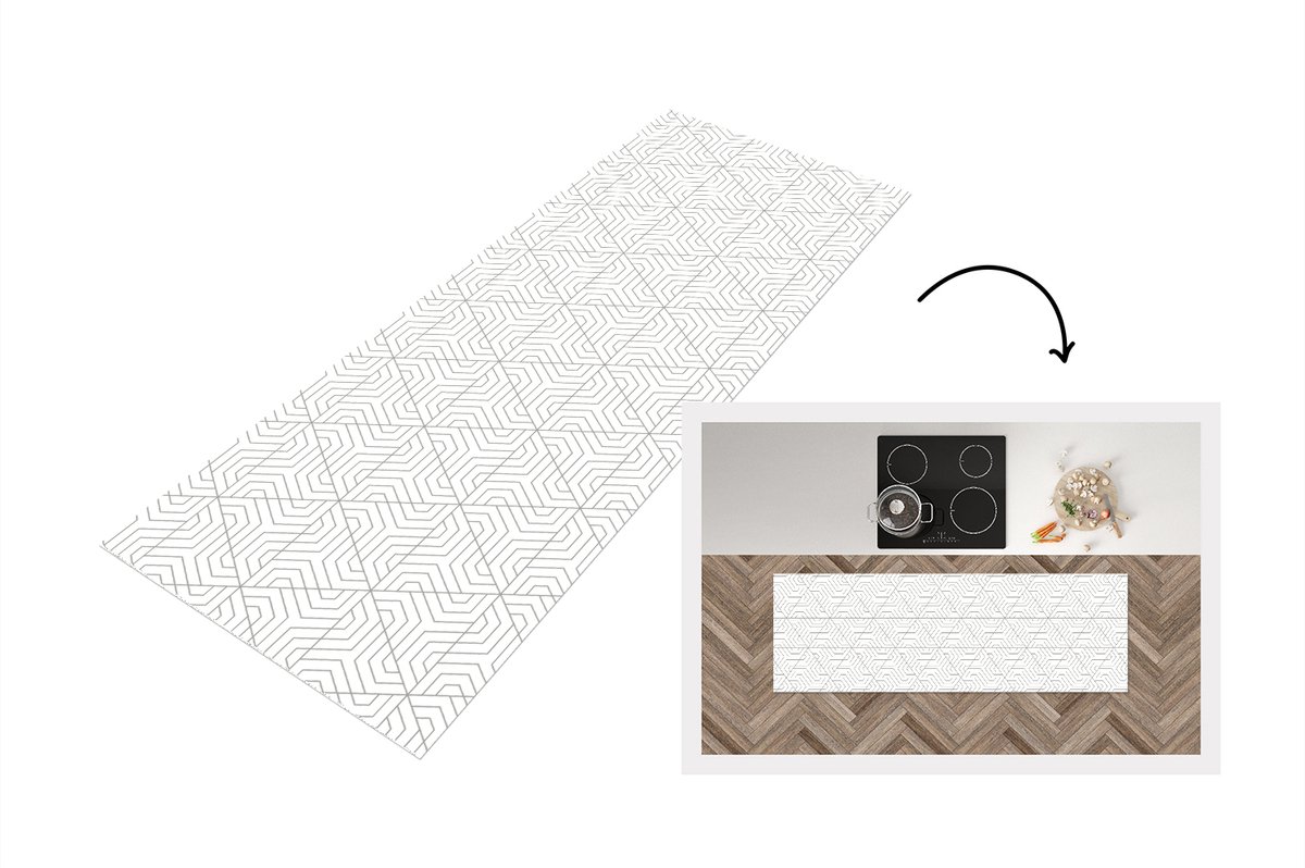 KitchenYeah Keukenloper - Loper keuken - Abstract - Patronen - Design - Driehoek - 150x50 cm - Keukenloper vinyl Multicolor