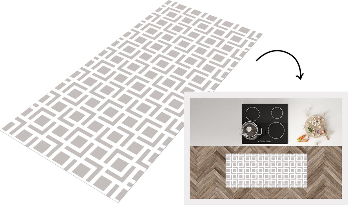 KitchenYeah Keukenloper - Loper keuken - Design - Lijn - Patroon - 120x50 cm - Keukenloper vinyl Multicolor