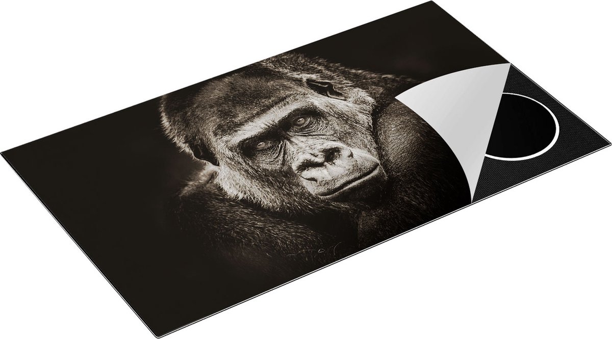 Chefcare Inductie Beschermer Gorilla - Zwart Wit - 89,6x51,6 cm - Afdekplaat Inductie - Kookplaat Beschermer - Inductie Mat