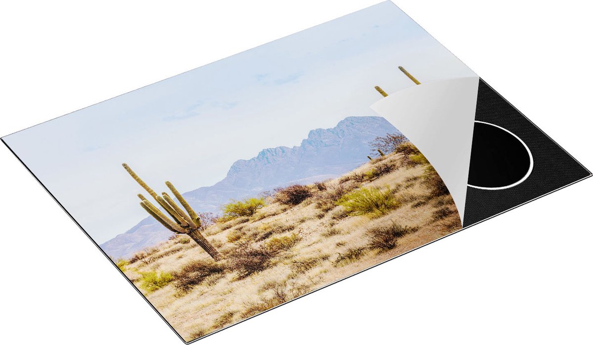 Chefcare Inductie Beschermer Cactussen in de Woestijn - 70x52 cm - Afdekplaat Inductie - Kookplaat Beschermer - Inductie Mat
