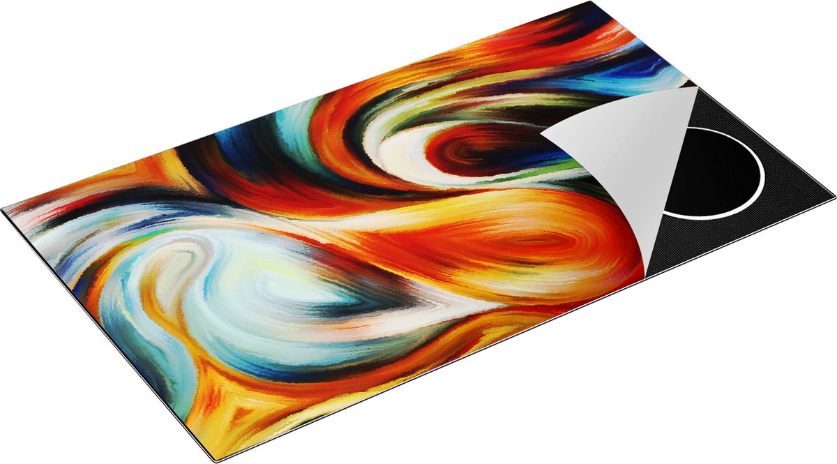 Chefcare Inductie Beschermer Abstracte Kunst van Kleurrijke Verf - 90x55 cm - Afdekplaat Inductie - Kookplaat Beschermer - Inductie Mat