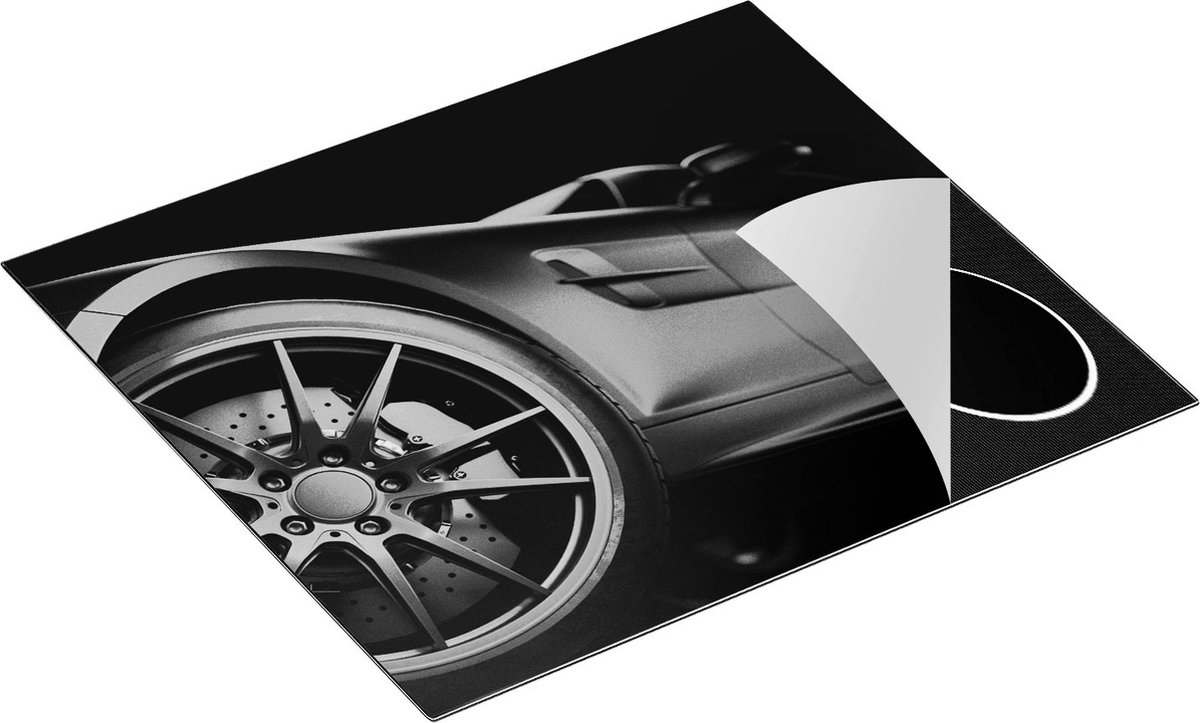 Chefcare Inductie Beschermer Moderne Sportwagen Auto - Zwart Wit - 60x55 cm - Afdekplaat Inductie - Kookplaat Beschermer - Inductie Mat