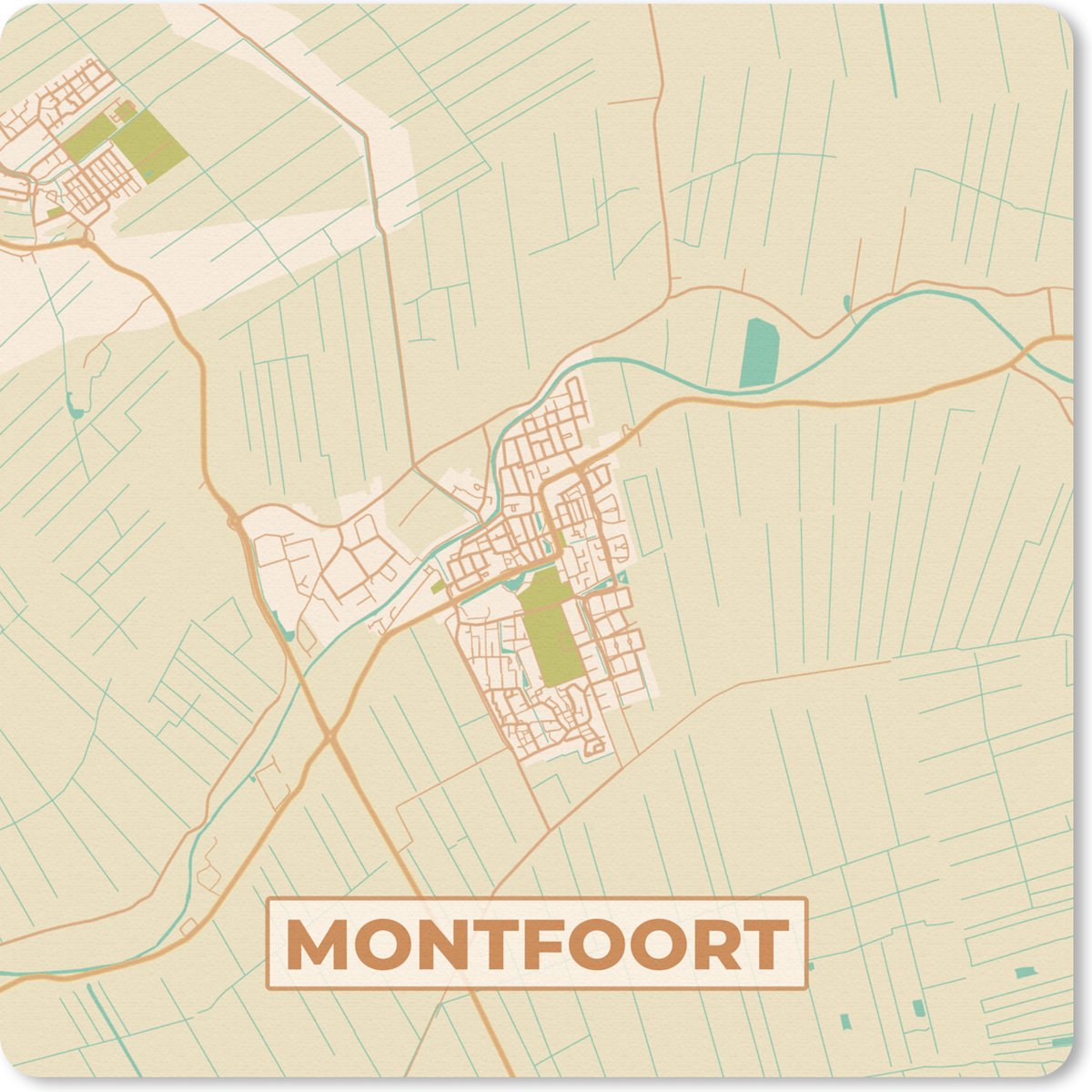 Muismat - Mousepad - Montfoort - Plattegrond - Kaart - Stadskaart - 30x30 cm - Muismatten