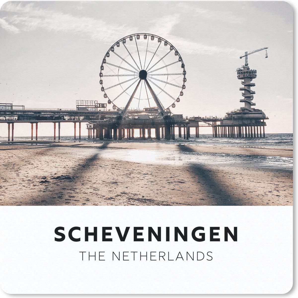 Muismat 20x20 cm - Mousepad Nederland - Reuzenrad - Strand - Muismatten
