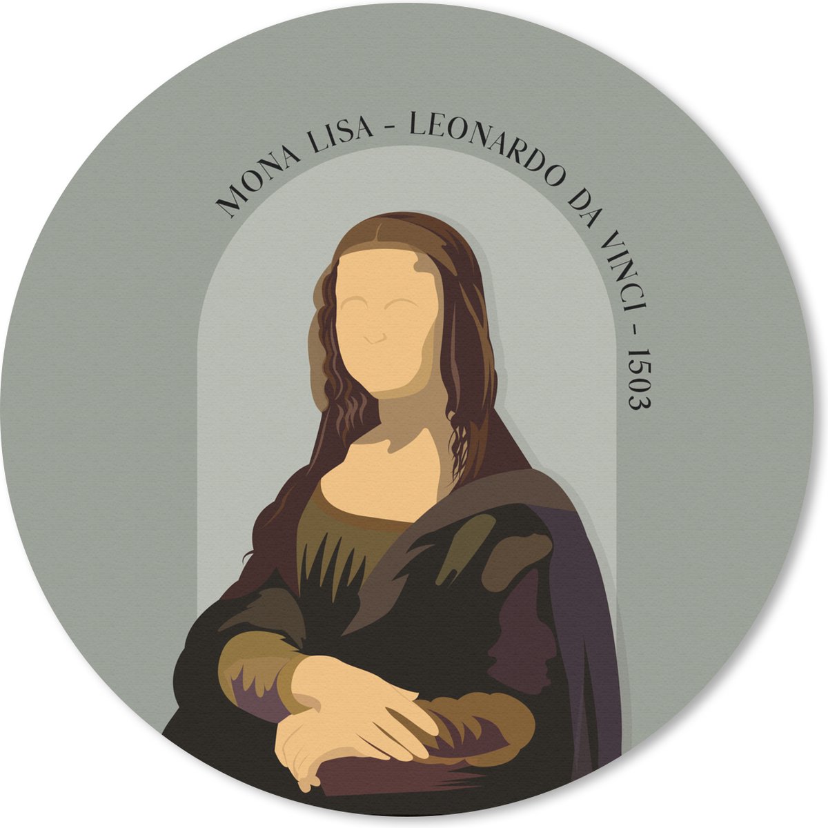 Muismat rond 30x30 cm - Mousepad Pastel - Mona Lisa - Groen - Oude meesters - Ronde muismatten