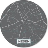 Muismat - Mousepad - Rond - Stadskaart – Grijs - Kaart – Mesen – België – Plattegrond - 50x50 cm - Ronde muismat