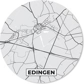 Muismat - Mousepad - Rond - Zwart Wit – België – Plattegrond – Stadskaart – Kaart – Edingen - 30x30 cm - Ronde muismat