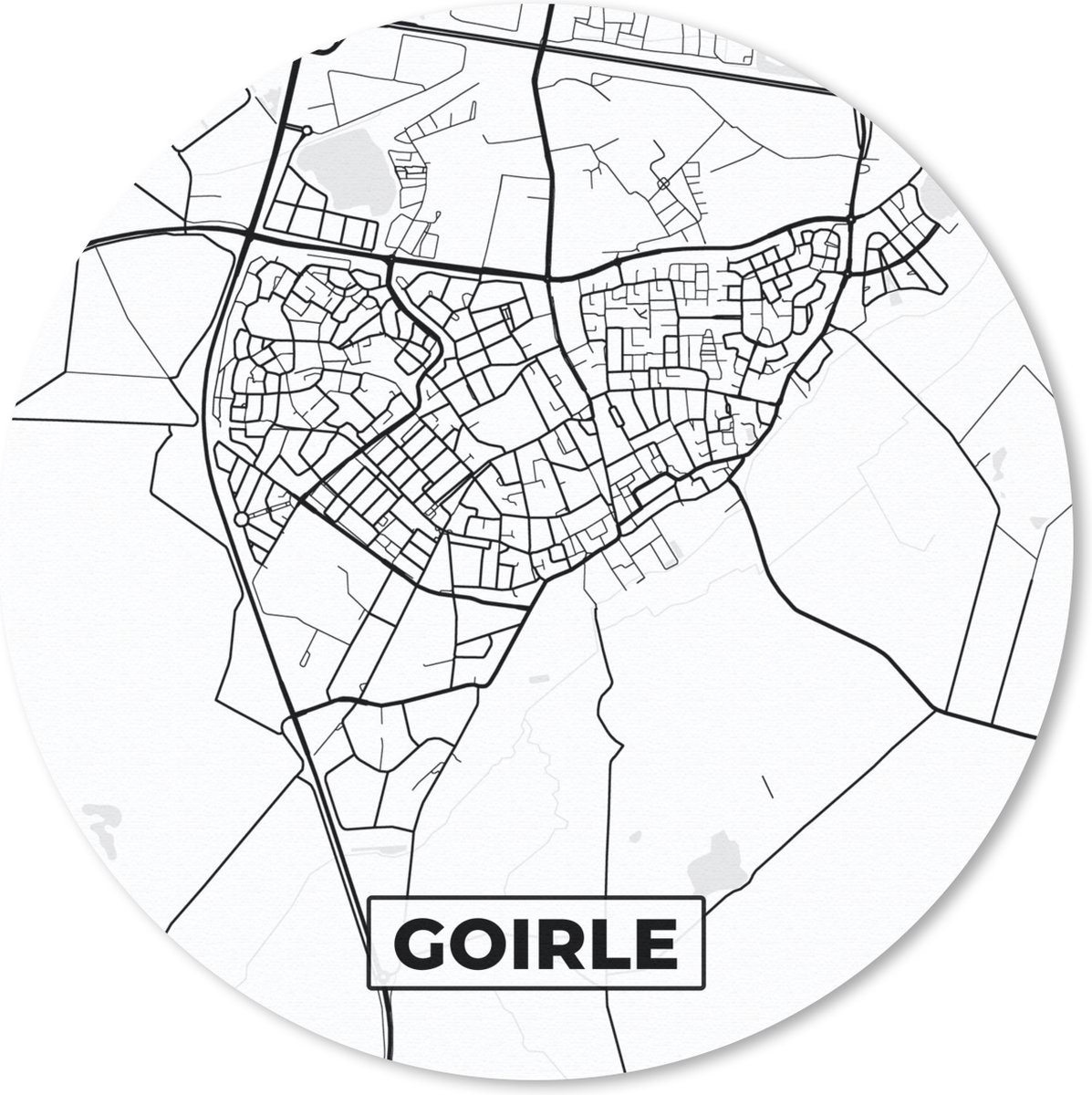 Muismat rond 30x30 cm - Mousepad Plattegrond - Goirle - Kaart - Stadskaart - Ronde muismatten - Stadskaart