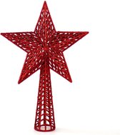 Kunststof kerstboom ster piek rood lengte 27 cm - Kerstpieken - Voor bomen groter dan 180 cm