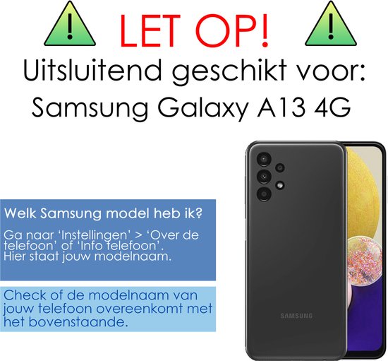 Zwarte achterkant van een Samsung Galaxy A13 4G smartphone.