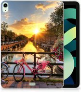 Back Cover iPad Air (2020/2022) 10.9 inch Hippe Hoesje Amsterdamse Grachten  met transparant zijkanten