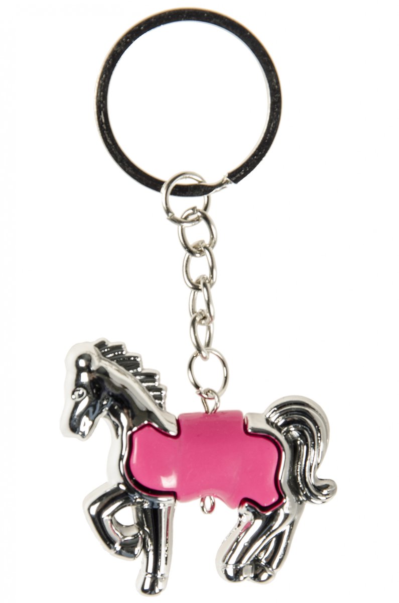 Lg-imports Sleutelhanger Paard Junior 5 Cm Zilver/fuchsia