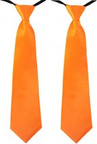 2x pièces de cravate orange 40 cm accessoire d'habillage pour femme / homme - Articles de fête à thème Oranje