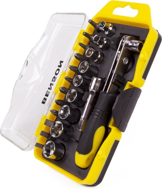 Benson Compacte doppenset met ratel - 23-delig - Inclusief opbergbox