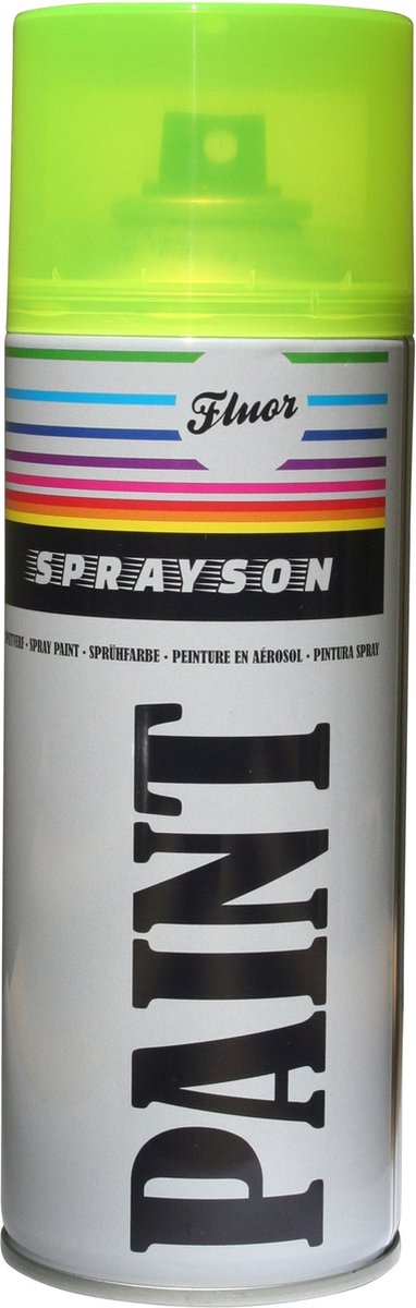 Sprayson Verf Spuitbus - Spuitlak - Fluor Geel - 400 ml - 12 stuks