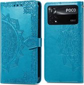 iMoshion Hoesje Geschikt voor Xiaomi Poco X4 Pro 5G Hoesje Met Pasjeshouder - iMoshion Mandala Bookcase - Turquoise