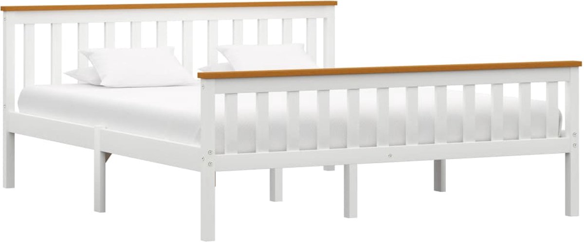 VidaLife Bedframe massief grenenhout wit 160x200 cm