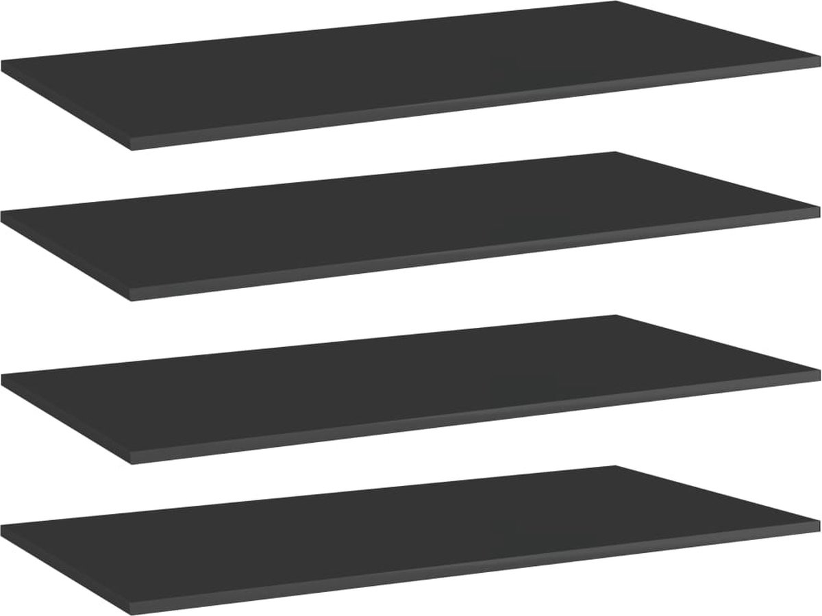 VidaLife Wandschappen 4 st 100x50x1,5 cm spaanplaat hoogglans zwart