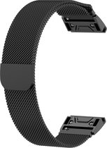 Milanees bandje (zwart), geschikt voor Garmin Fenix 5, Fenix 5 Plus, Fenix 6, Fenix 7, Fenix 7 Pro, Fenix 5 Sapphire, Solar, Forerunner 935, 745, 945, Instinct, Quatix 5, Approach S60 en Approach S62