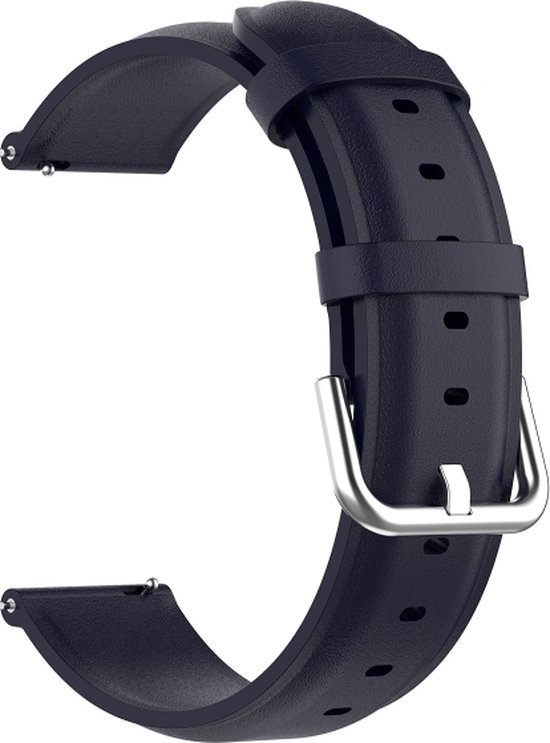 Bracelet en cuir (bleu marine), adapté pour Garmin Venu, Vivomove, Vivomove 3, Vivomove Style, Forerunner 245 & Forerunner 645