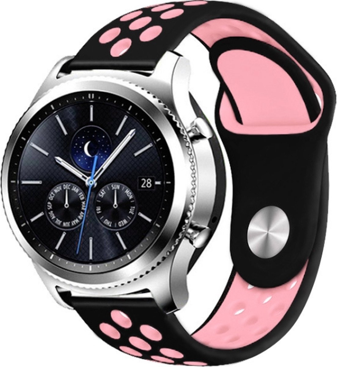 Siliconen bandje - geschikt voor Samsung Gear S3 - zwart-roze