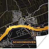 Poster Goud - Plattegrond - Schoonhoven - Kaart - Stadskaart - 50x50 cm
