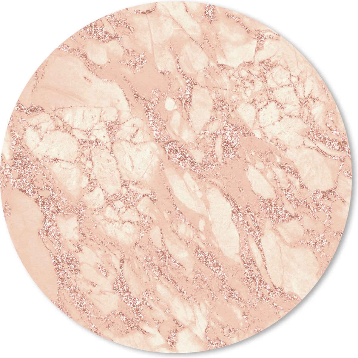 Muismat rond 20x20 cm - Mousepad Marmer - Luxe - Roségoud - Ronde muismatten