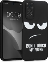 kwmobile telefoonhoesje geschikt voor Xiaomi Redmi Note 11 / Note 11S - Hoesje voor smartphone in wit / zwart - Backcover van TPU - Don't Touch My Phone design