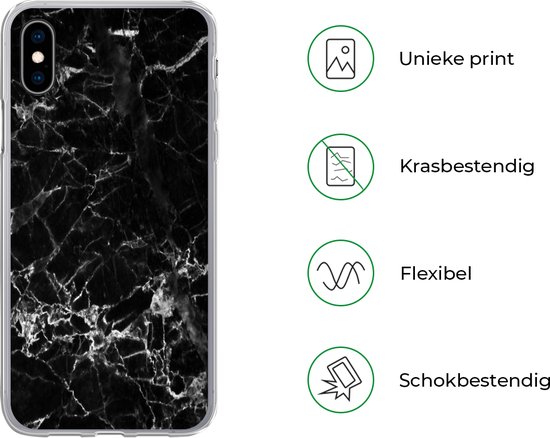 Coque iPhone Xs Max - Marbre - Pierre - Zwart - Coque de téléphone en Siliconen